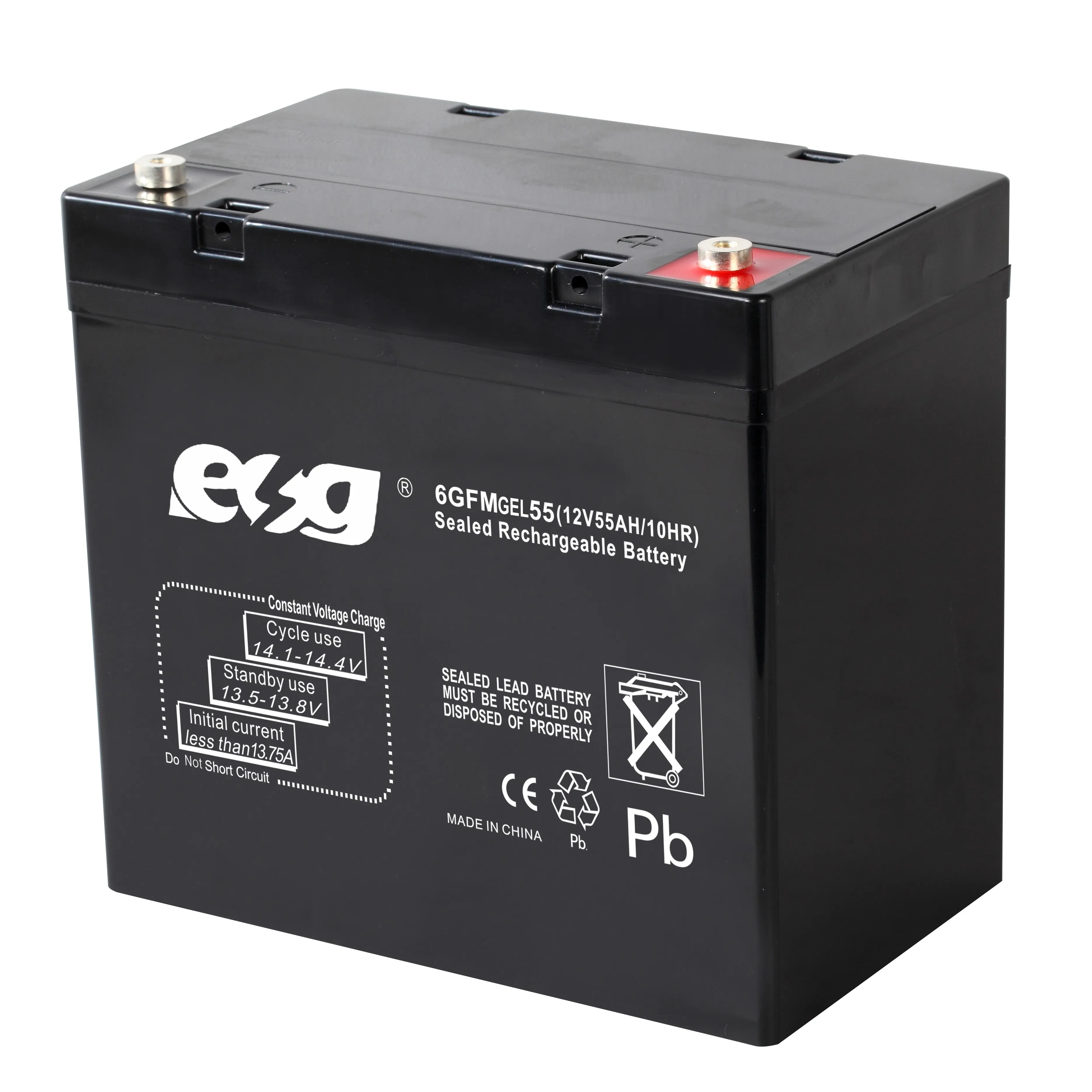 Prezzo di promozione di fabbrica ESG 12V 55Ah piastra per auto 55Ah 60v 20ah batteria solare al piombo a ciclo profondo