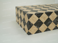Table basse rectangulaire en travertin beige ivoire et marbre noir, faite à la main, écologique, à carreaux, design moderne pour salon