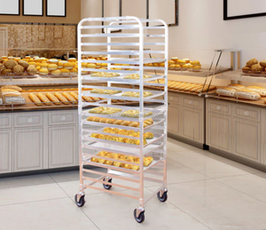 베이커리 장비 0.8mm 두께 알루미늄 40*60cm 베이킹 팬 16 팬 스테인레스 스틸 트레이 랙 트롤리 빵 베이커리 - Product Image 2