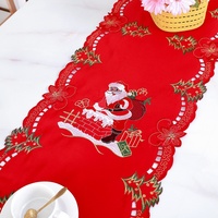 Nappe de Noël américaine transfrontalière, chemin de table en gaze de coton, motif Père Noël personnalisé, dessin animé, bande longue créative