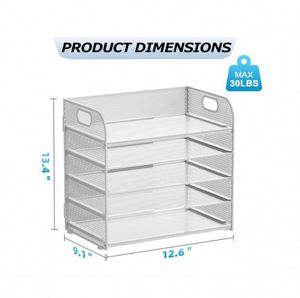 5-Tray Metal Mesh Desk <b>File</b> <b>Organizer</b> with Letter Tray Handle Office Home School Paper Sorter and <b>File</b> <b>Folder</b> Holder - Product Image 4