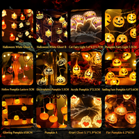 Luces LED de Cadena para Halloween con Diseños de Araña, Calavera, Fantasma y Calabaza - Decoración Ambiental para Habitaciones en Longitudes de 1.5m/3m/4.5m/6m