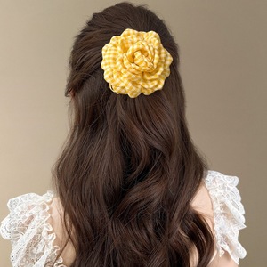 Promotion : Accessoires de cheveux de créateur, style rétro, pince pieuvre, pince requin, pince à cheveux en tissu couleur unie avec fleur rose pour femmes et filles - Product Image 2