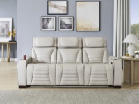 Sillón Reclinable para Cine en Casa, Asientos para Sala de Estar con Reclinación Eléctrica, Reposacabezas, Luz LED, Reposabrazos con Almacenamiento, Puerto USB y Tipo C, Beige