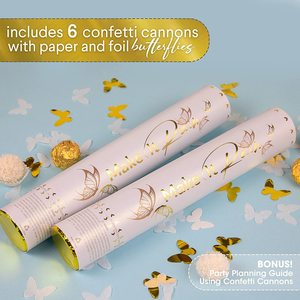 Cañones de <span class=keywords><strong>Confeti</strong></span> de <span class=keywords><strong>Mariposas</strong></span>, Lanzaconfeti de Papel Blanco con <span class=keywords><strong>Mariposas</strong></span> Doradas, Sin Fuegos Artificiales, para Decoración de Bodas, Cumpleaños y Despedidas de Soltera - Product Image 4