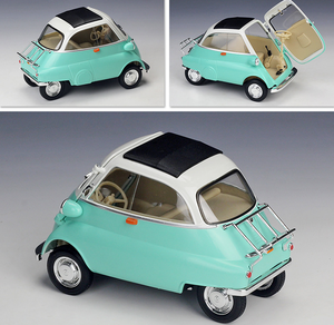Welly 1/18 skala Isetta mini Diecast model mobil antik simulasi paduan model mobil koleksi ornamen