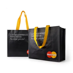 Bolso de mano con logotipo personalizado, bolso de compras de PP reutilizable laminado no tejido para embalaje y promoción, respetuoso con el medio ambiente