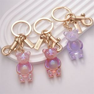 New Cartoon Bear Crystal Keychain High Quality Metal <b>Key</b> <b>Ring</b> with Cute PVC Animal Pendant Creative Bag Charm - Product Image 4