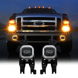 Lampu kabut LED, lampu kabut LED, dengan lampu sein kuning untuk Ford F250 F350 F450 F550 Super Duty, 2005 2006, 2007, lampu kabut mengemudi, Plug & Play