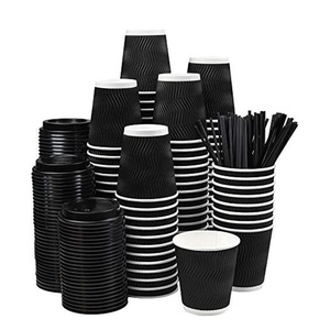 Craft Paper <b>Disposable</b> Double Wall Ripple Coffee <b>Cups</b> 8/12/16oz Capacity Eco-Friendly Custom Logo ISO9001 Certified - Product Image 1