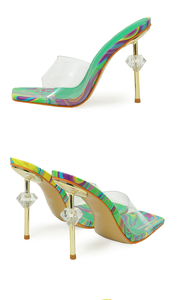 2023 New High-Heeled Sparkling Transparent and Mixed Colors Anti-Slip Street Versatile Fashion Slippers-Size 35-42 - Product Image 6