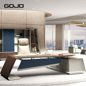 Meubles de bureau de direction de luxe modernes Bureau de direction en forme de L durable en bois - Product Image 2