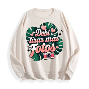 Debi Tirar Mas Fotos İspanyolca grafik bisiklet yaka kazak, abd depo, 6 renk - Product Image 5