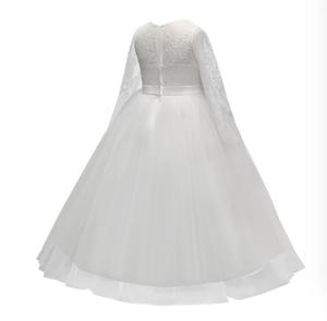Vestido de Niña para Fiesta de Bodas 2021, Vestido de Princesa de Encaje de Manga Larga para Niñas - Product Image 3