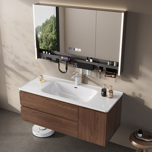 Modern solid wood intelligent defogger hot curved integrated basin wash basin cabinet wash basin - Product Image 6
