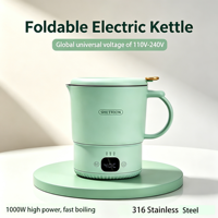 Bouilloire électrique pliable portable en acier inoxydable de qualité alimentaire, intelligente, haute puissance, grande capacité, idéale pour les voyages