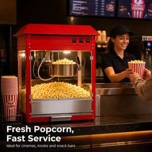 Portable Red Commercial Popcorn Machine 1600W Electric Popcorn Popper for Events Parties and Mobile Catering Snack Equipment - Product Image 5