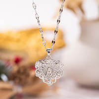 Cross-border New <strong>Best</strong> <strong>Selling</strong> Fashion Luxury Heart Zircon Bamboo Hollow Flower <strong>Letter</strong> Pendant <strong>Necklace</strong> <strong>for</strong> Men <strong>Women</strong> Exquisite
