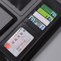 Portafolio de Cuero Personalizado A4, Carpeta Ejecutiva de Tapa Dura en Negro con Logotipo Cosido para Reuniones de Negocios