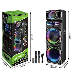 HANSUO fabrika stok taşınabilir hoparlör Karaoke çift 15 inç ses usb aktif hoparlör mikrofon ile led partybox HS-TD15A9