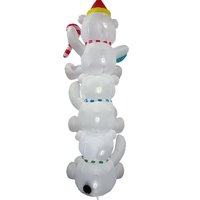 Décoration de Noël gonflable de 8 pieds avec trois ours polaires empilés, une canne en sucre et une boîte cadeau, avec LED intégrées pour l'extérieur