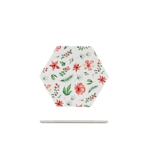 Decorated Ceramic Trivet Hexagonal Floral Design Heat Resistant <b>Kitchen</b> <b>Accessory</b> - Product Image 1