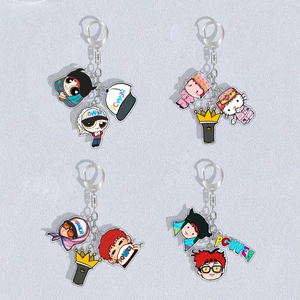 Porte-clés pendentif personnalisé en acrylique imprimé UV, version Q de dessin animé, mignon et amusant, sur le thème des idoles et des chanteurs, pour sac - Product Image 1