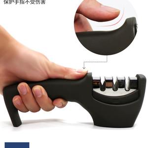 Afilador de cuchillos de cocina portátil, 3 secciones, varilla de cerámica de carburo de tungsteno, manual, multi-grano, acero inoxidable, para uso doméstico - Product Image 2