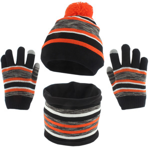 Enfant en bas âge 3-6 rayé Pom Beanie <span class=keywords><strong>gant</strong></span> cache-cou hiver enfants chapeau écharpe et gants 3 pièces ensemble pour garçons et filles - Product Image 2