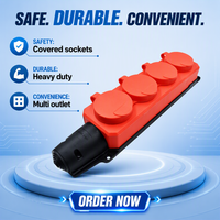 Prise industrielle multi-prises de type allemand, étanche IP54, 4 voies, Schuko, 16A 250V, rouge, norme européenne, réutilisable