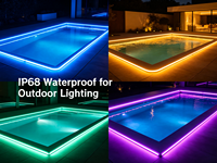 Bande lumineuse LED néon RGB à pliage supérieur 24V 16*17mm IP68 étanche pour piscine extérieure, bar, façade de bâtiment, pont résidentiel