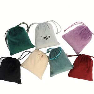 Recyclable Flannel Nail Varnish Pouch Mini <b>Bag</b> Pink Custom Embroidery Velvet <b>Makeup</b> Pouches Customized Draw String Velvet Cotton - Product Image 1