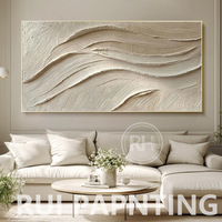 Nouvelle Peinture Acrylique Purement Peinte à la Main sur Toile avec Feuille d'Or et Texture 3D, Cadre en Plastique, Style Minimaliste Moderne, Décoration Murale Artistique pour Salon