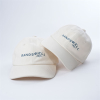 Casquette de baseball unisexe décontractée et promotionnelle, à six panneaux, à visière incurvée, de couleur crème, avec motif brodé, vente en gros