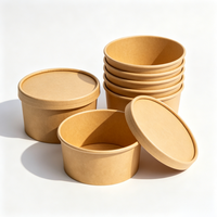 Couvercle de saladier en papier kraft imprimé personnalisé à paroi simple 680 ml, jetable, écologique, recyclable, de qualité alimentaire pour nouilles