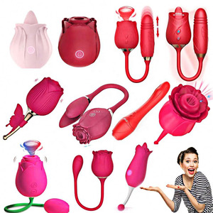 2024 Bestseller 2 In 1 Tong Op En Neer Likken Rose Vibrator <span class=keywords><strong>Clit</strong></span> Sucker Dildo Vrouwen Clitoris Stimulatie Masturb - Product Image 1