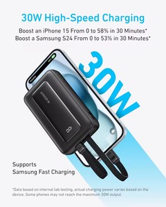 Banco de energía <span class=keywords><strong>Anker</strong></span> ZOLO 30W 10000mAh con cable de cargador rápido Batería de polímero de litio para iPhone 15 y computadora portátil - Product Image 2