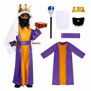 Costume da Re <span class=keywords><strong>Nero</strong></span> Medievale per Bambini, Travestimento per Feste di Halloween e Natale, Abito da <span class=keywords><strong>Principe</strong></span> per Spettacoli - Product Image 1