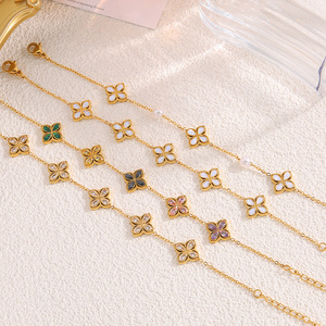 Fashion Stainless Steel Zircon Italian Charm <strong>Bracelet</strong> <strong>Long</strong> <strong>Distance</strong> Clover Hand Chain <strong>Bracelet</strong> for Couples - Product Image 5