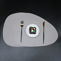 Sets de table en similicuir gris foncé irrégulier, imperméables et résistants aux taches, pour table à manger, décoration de cuisine