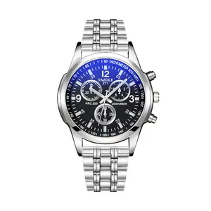 Yazole-Reloj de pulsera de acero 271 para parejas, reloj de negocios luminoso, luz azul, resistente al agua