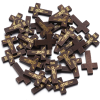 Großpackung Holzkreuz-Anhänger INRI Jesus Perlen Charms 4 Farben DIY Rosenkranz Schmuckherstellung Bastelbedarf Zubehör