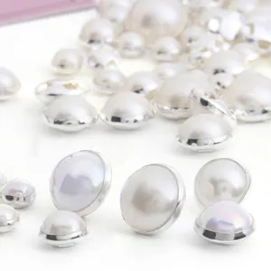 Xichuan Newest round shape stainless steel clawless edging flat back decoration wholesale in bulk pearl DIY sew accessories