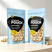Sachet Doypack Personnalisé Imprimé avec Fermeture Zip Refermable de Qualité Alimentaire, Demi-Transparent Demi-Couleur pour l'Emballage des Pistaches