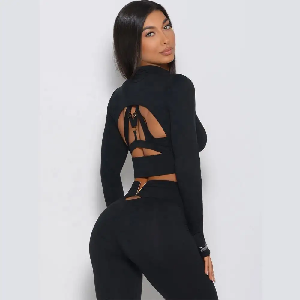 China Wholesale 3 Piece Sportswear Long Sleeve Crop Top Pant Yoga Workout Set Women Clothing Active Wear Gym Fitness Sets