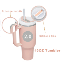 Meilleure Vente 2025 – Gobelet de Voyage Isotherme en Acier Inoxydable 40OZ avec Poignée en Silicone et Paille pour le Camping – Écologique