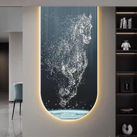 Lampe LED 3D de luxe moderne en forme d'arche, élément de cheval en cours d'exécution, plaque de cristal de carbone, peinture décorative sculptée finement haut de gamme
