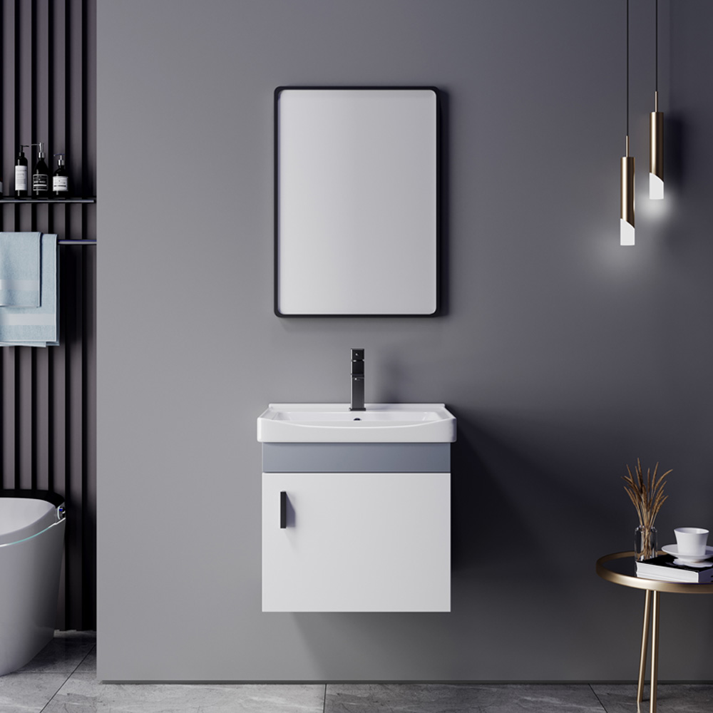 vanity floating sink with mirror