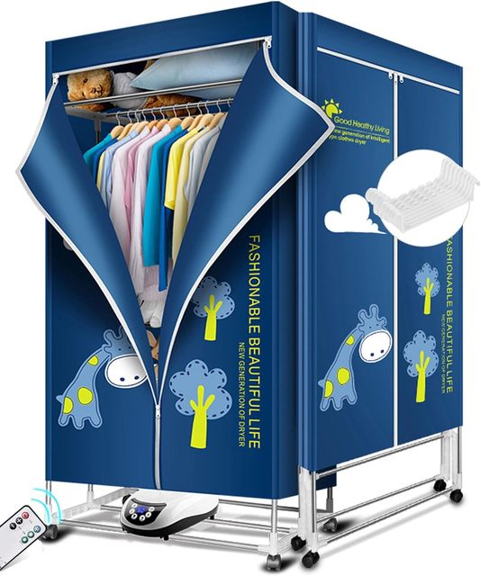 New Portable Folding Electric Clothes Dryer Machine with Remote Control 1500W Waterproof Cloth Anion Clothes air Dryer