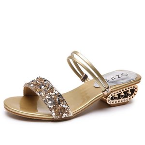 <span class=keywords><strong>Sandali</strong></span> da Donna <span class=keywords><strong>con</strong></span> Tacco Leggeri Traspiranti Punta Aperta Comodi e Antiscivolo <span class=keywords><strong>con</strong></span> Strass Glitterati per Esterno - Product Image 5